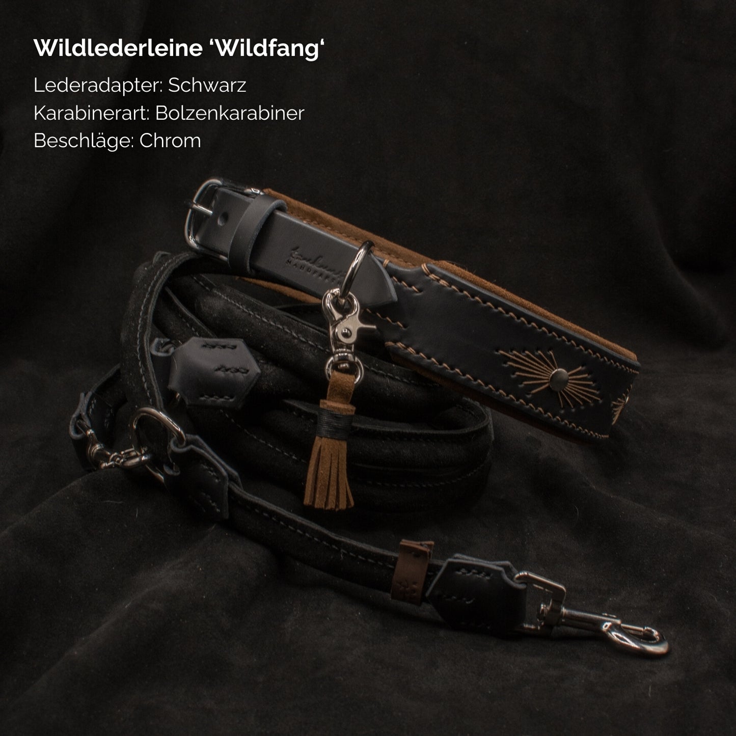 Wildlederleine 'Wildfang' Schwarz
