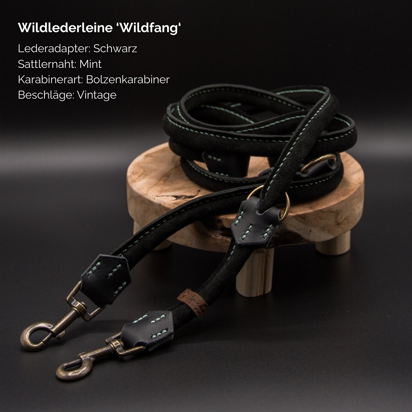 Wildlederleine 'Wildfang' Schwarz
