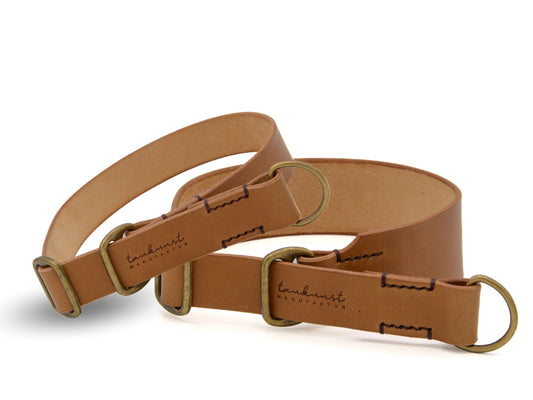 Zugstopp Lederhalsband 'Waldgeist' Camel
