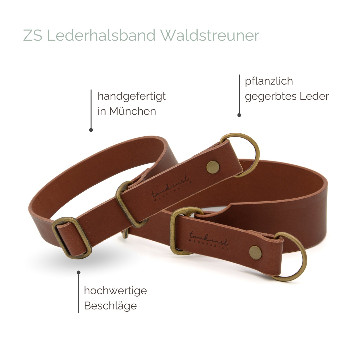 Zugstopp Lederhalsband 'Waldstreuner' Braun
