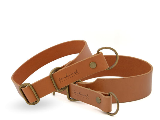 Zugstopp Lederhalsband 'Waldstreuner' Cognac
