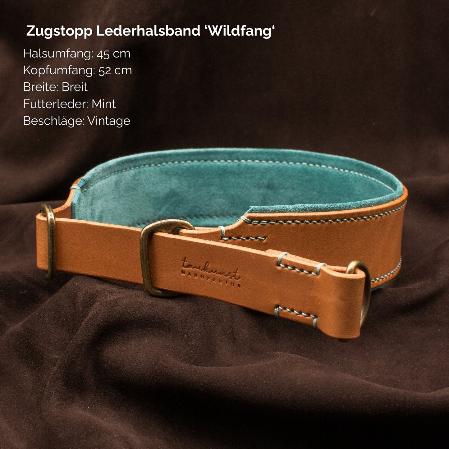 Zugstopp-Lederhalsband 'Wildfang' Cognac
