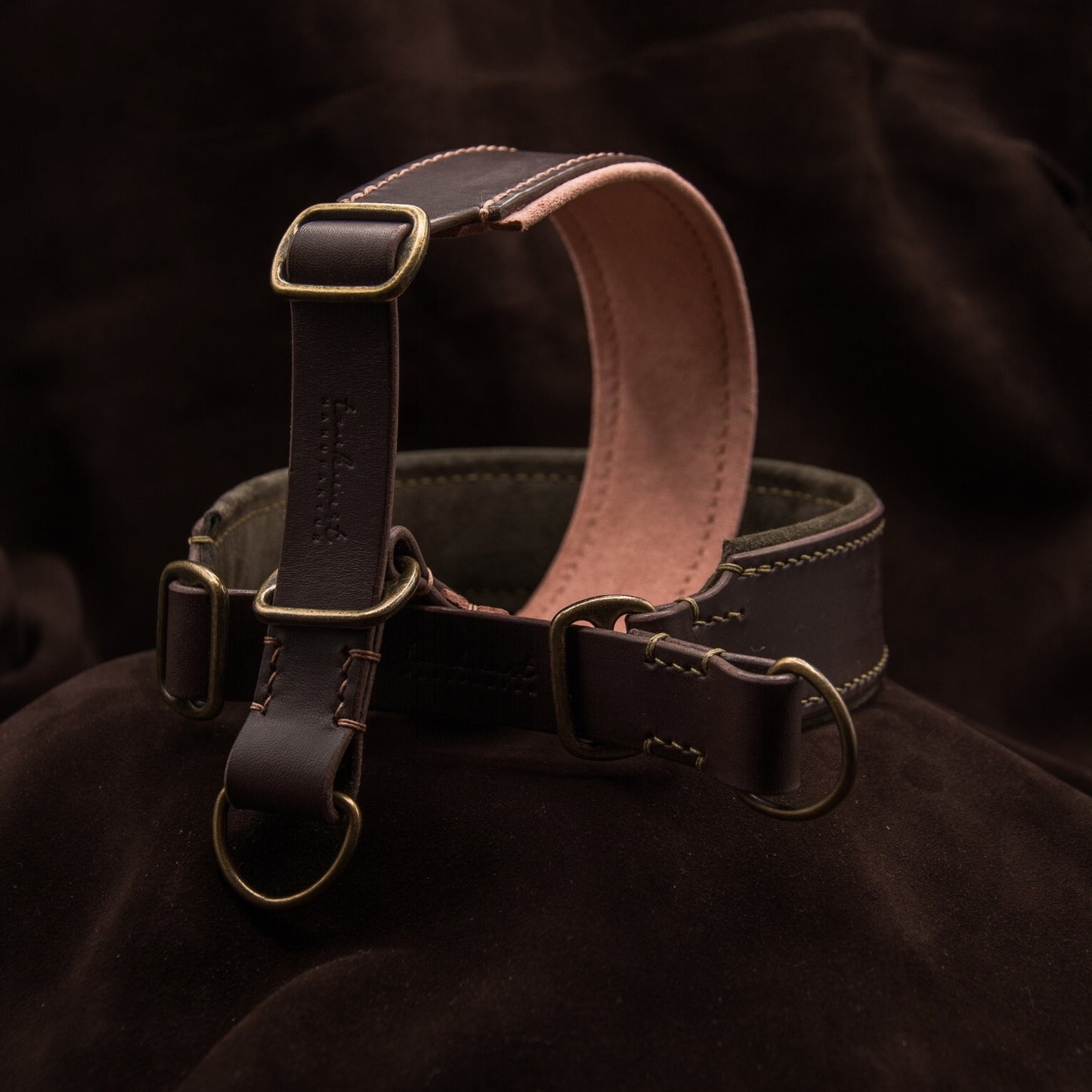 Zugstopp-Lederhalsband 'Wildfang' Dunkelbraun
