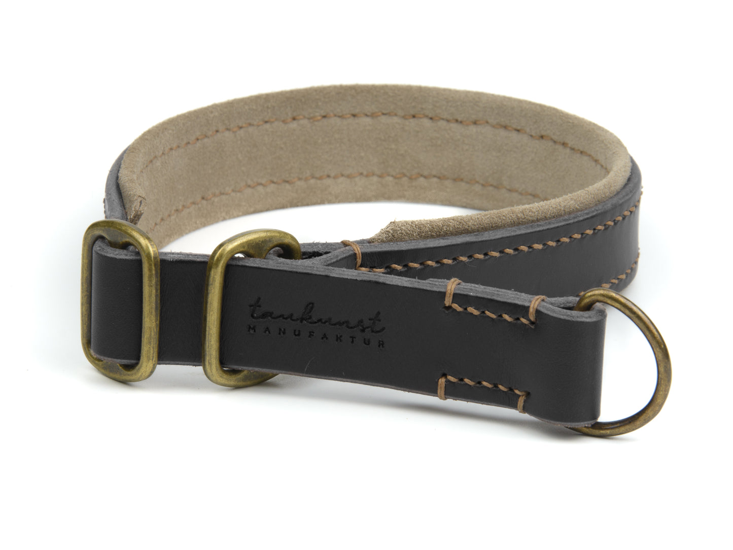Zugstopp Lederhalsband 'Wildfang' Schwarz
