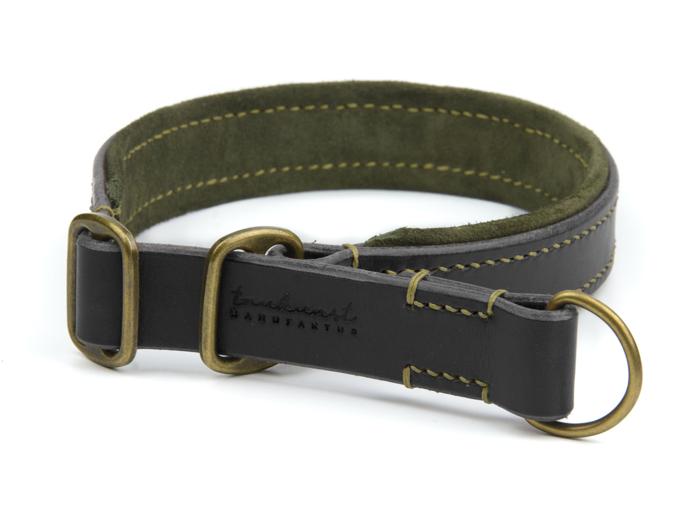 Zugstopp Lederhalsband 'Wildfang' Schwarz
