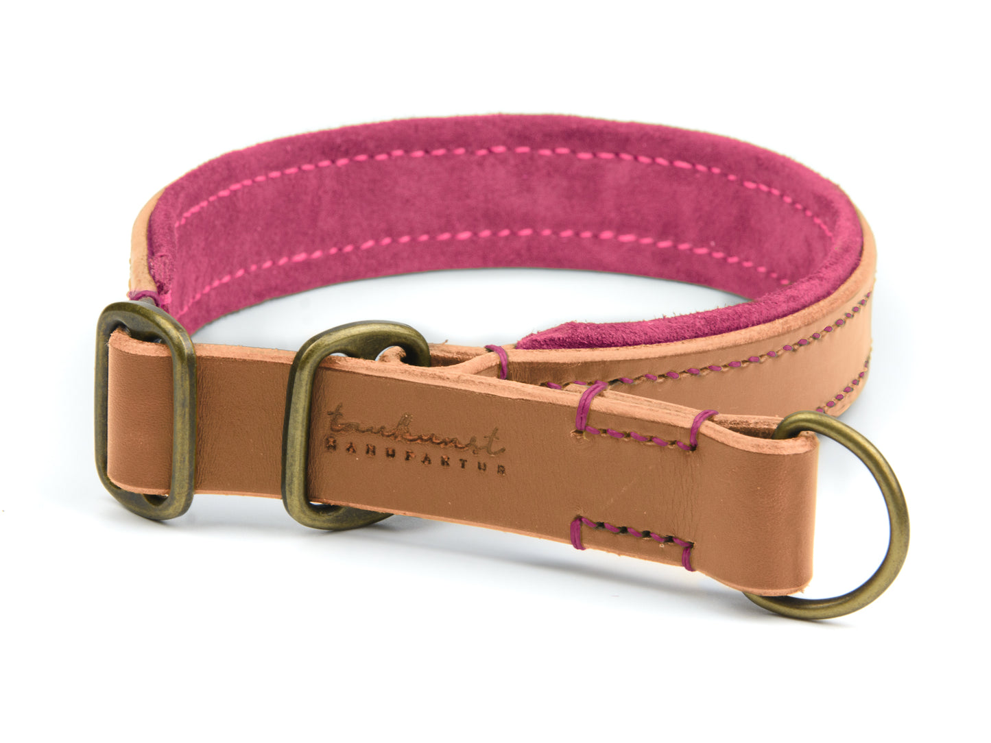 Zugstopp Lederhalsband 'Wildfang' Cognac
