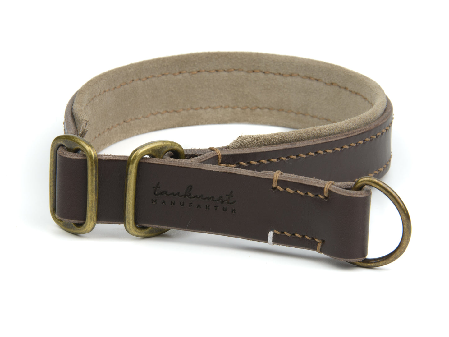 Zugstopp Lederhalsband 'Wildfang' Dunkelbraun
