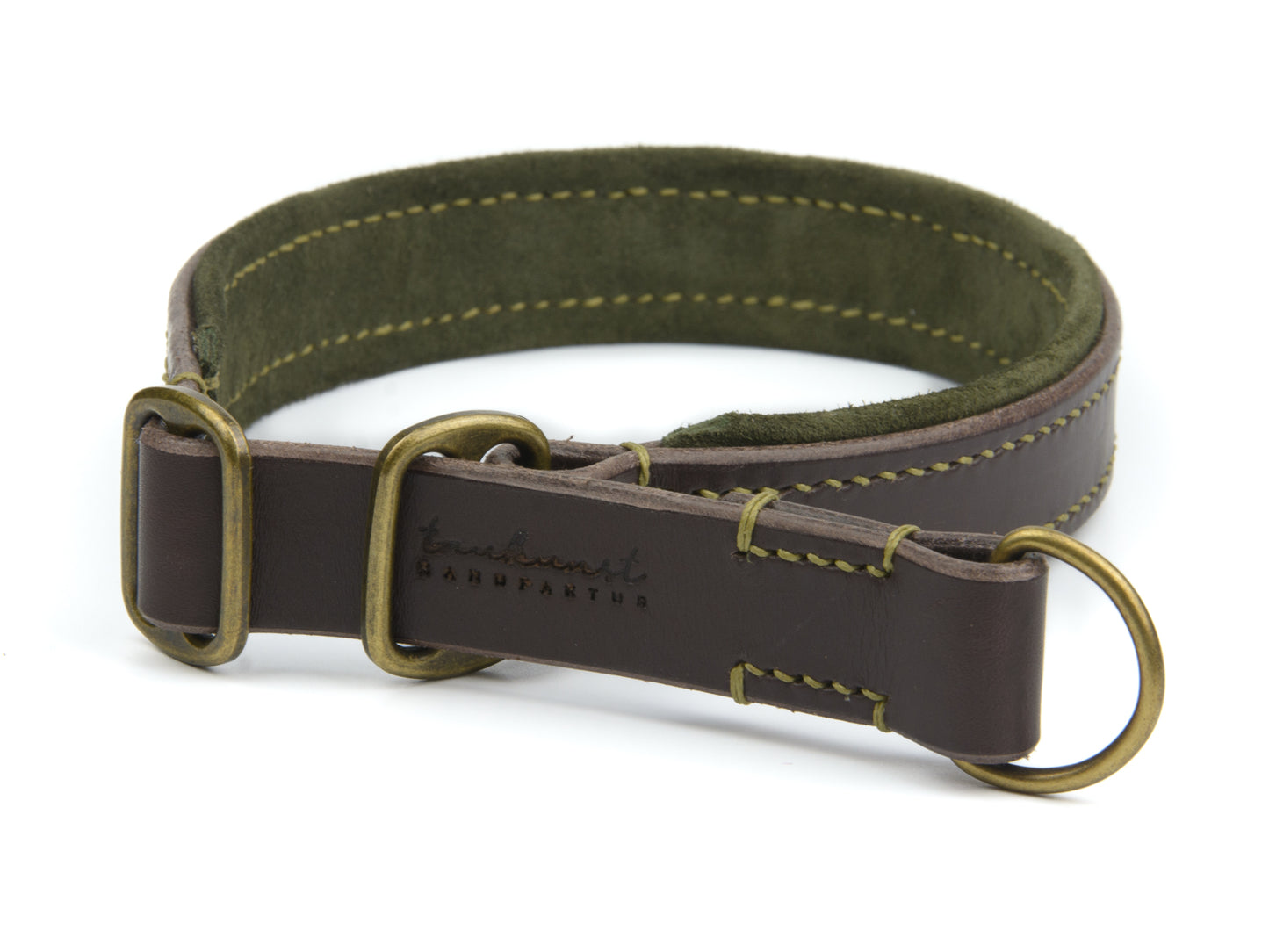 Zugstopp Lederhalsband 'Wildfang' Dunkelbraun
