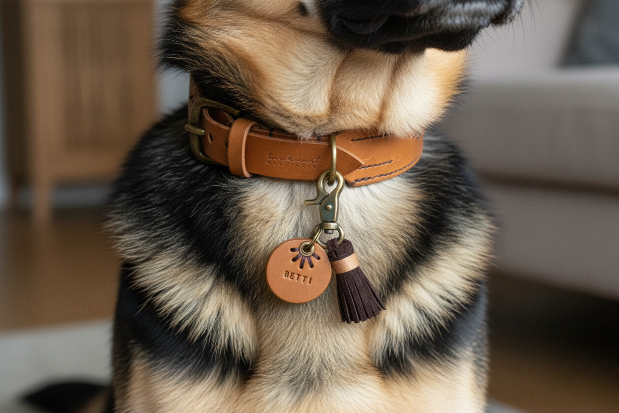 Deutscher Schäferhund mit Hundemarke
