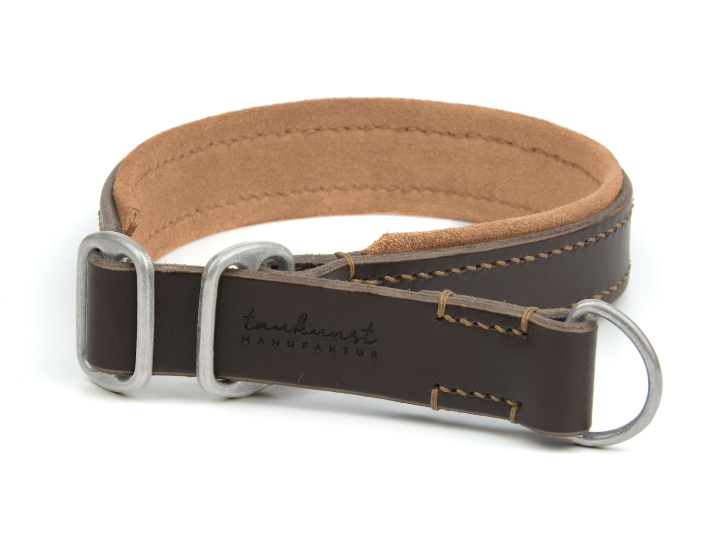 Zugstopp Lederhalsband 'Wildfang' Dunkelbraun
