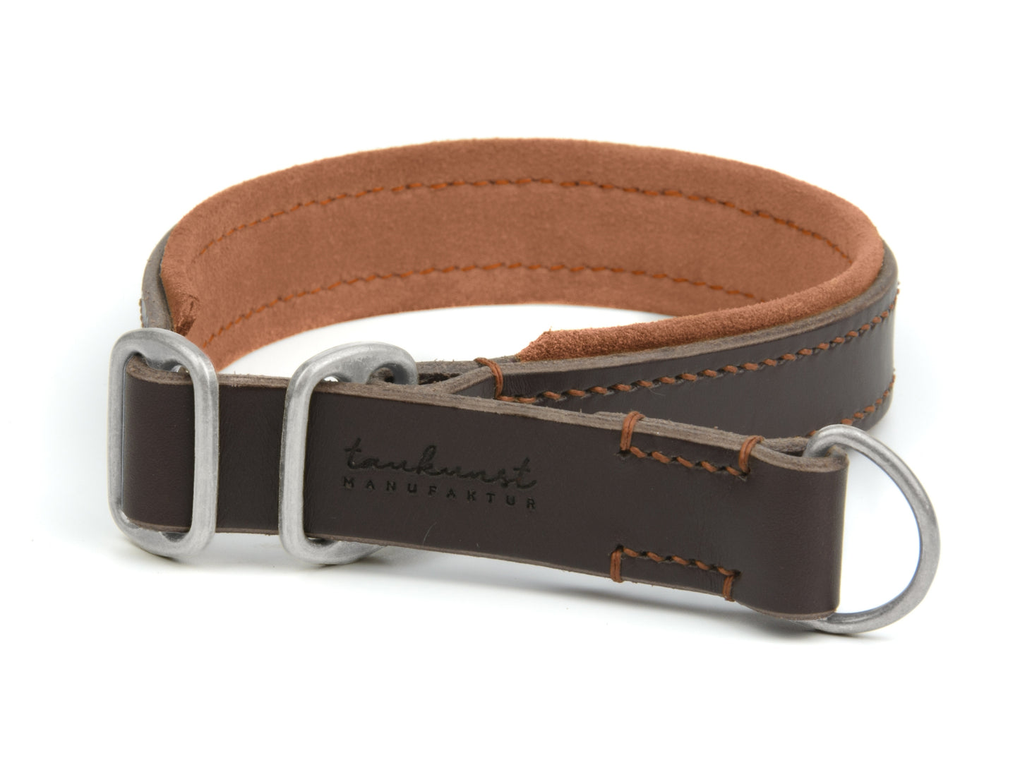 Zugstopp Lederhalsband 'Wildfang' Dunkelbraun
