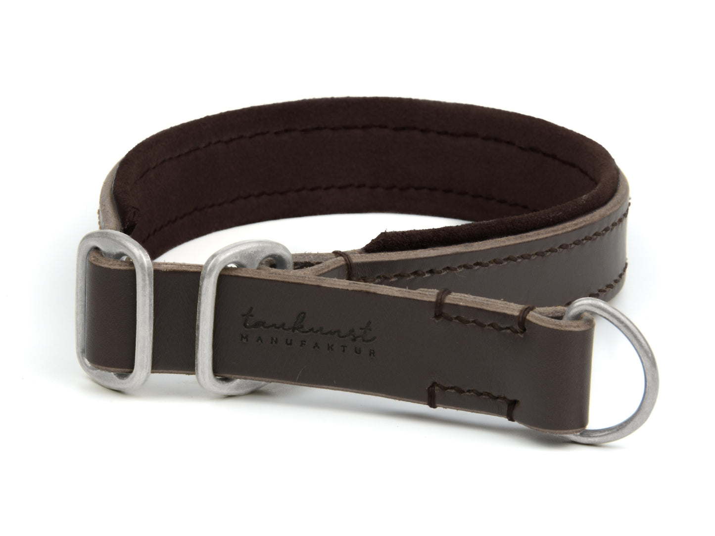 Zugstopp Lederhalsband 'Wildfang' Dunkelbraun
