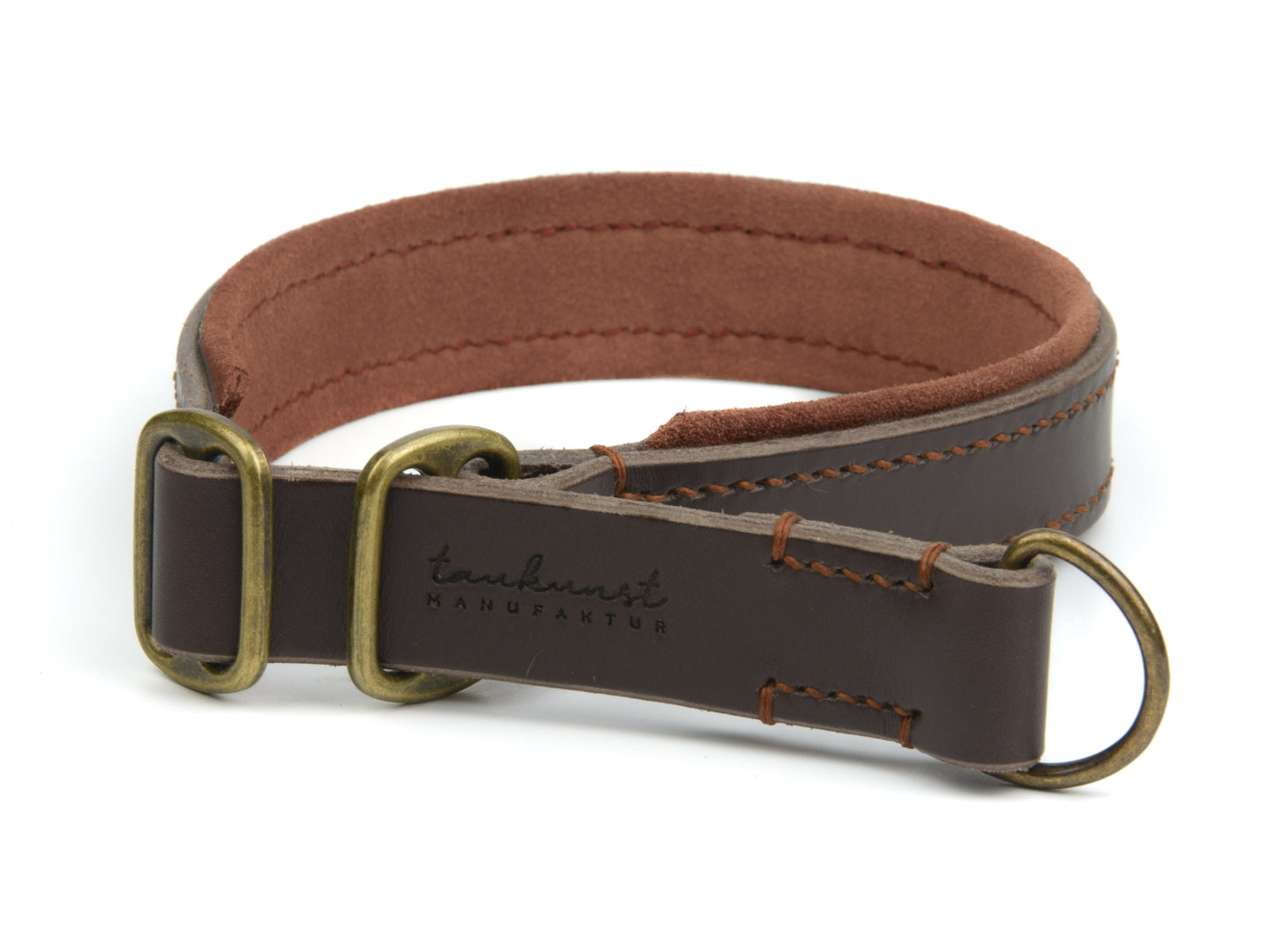 Zugstopp Lederhalsband 'Wildfang' Dunkelbraun
