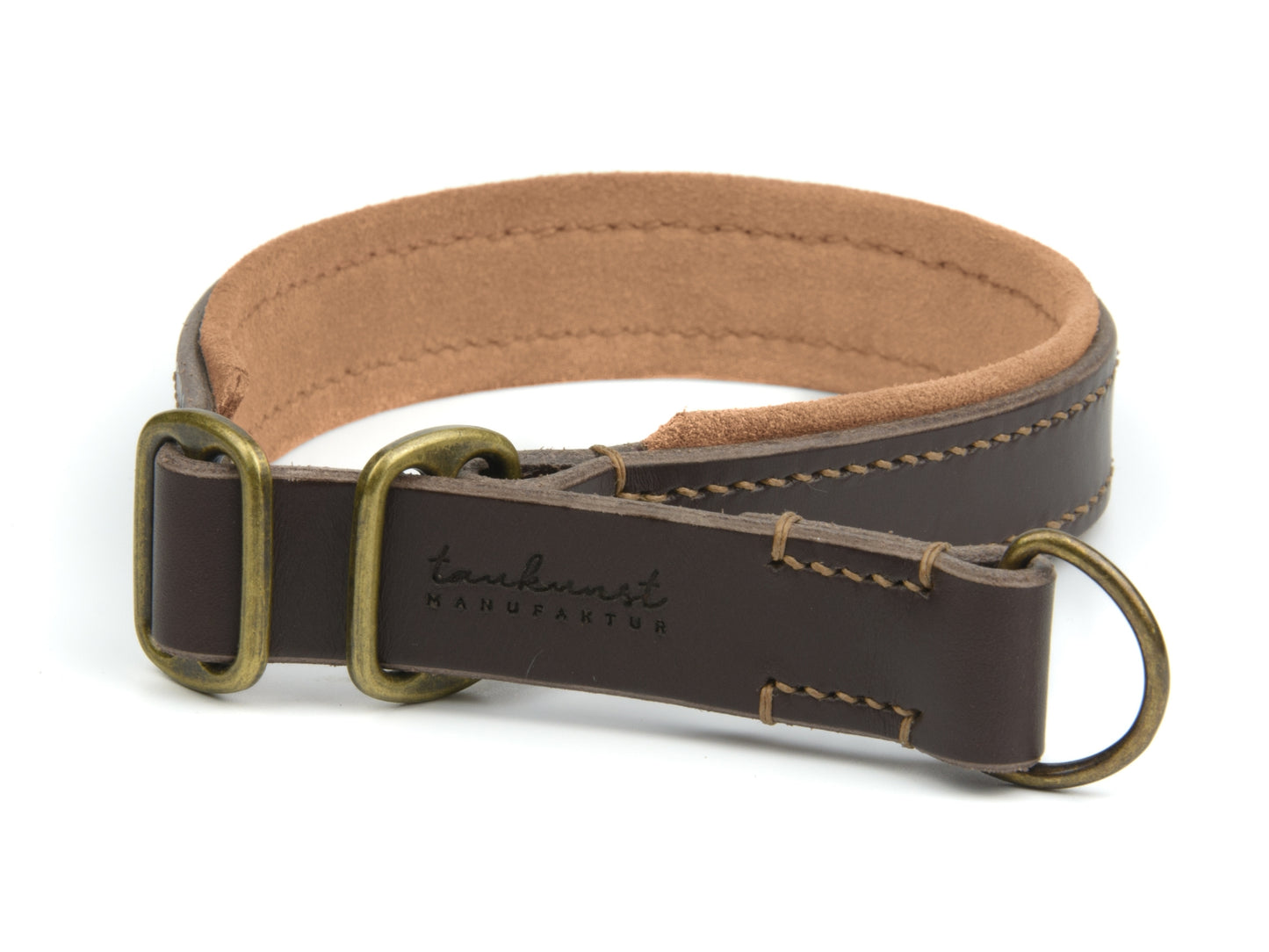 Zugstopp Lederhalsband 'Wildfang' Dunkelbraun
