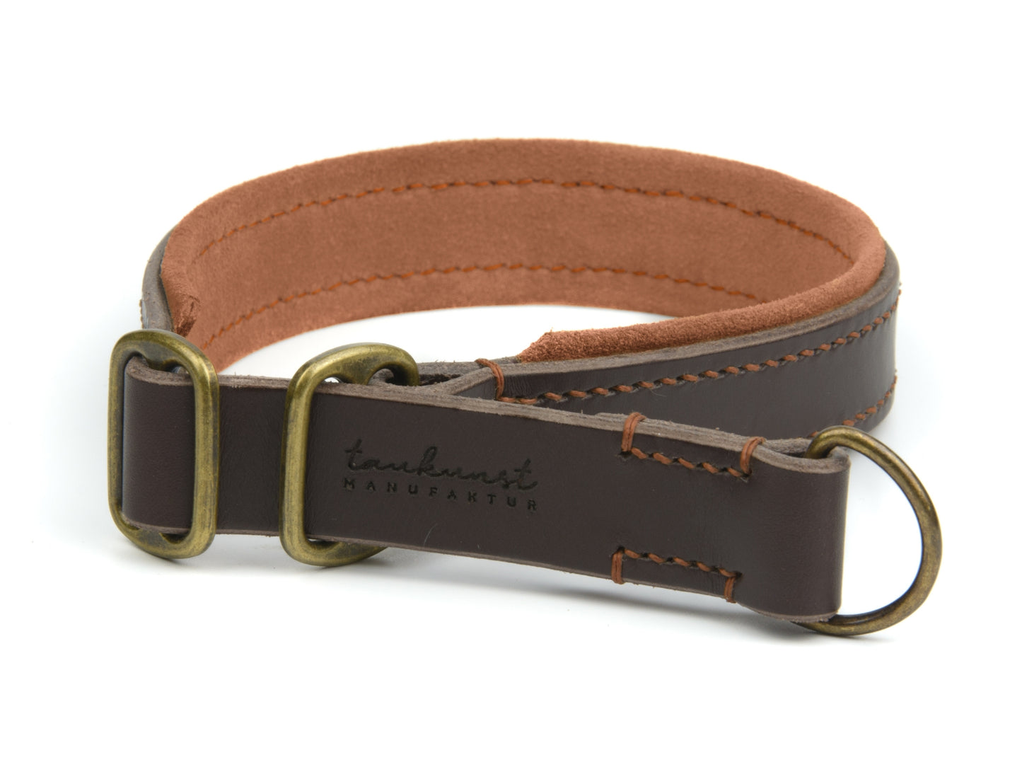 Zugstopp Lederhalsband 'Wildfang' Dunkelbraun
