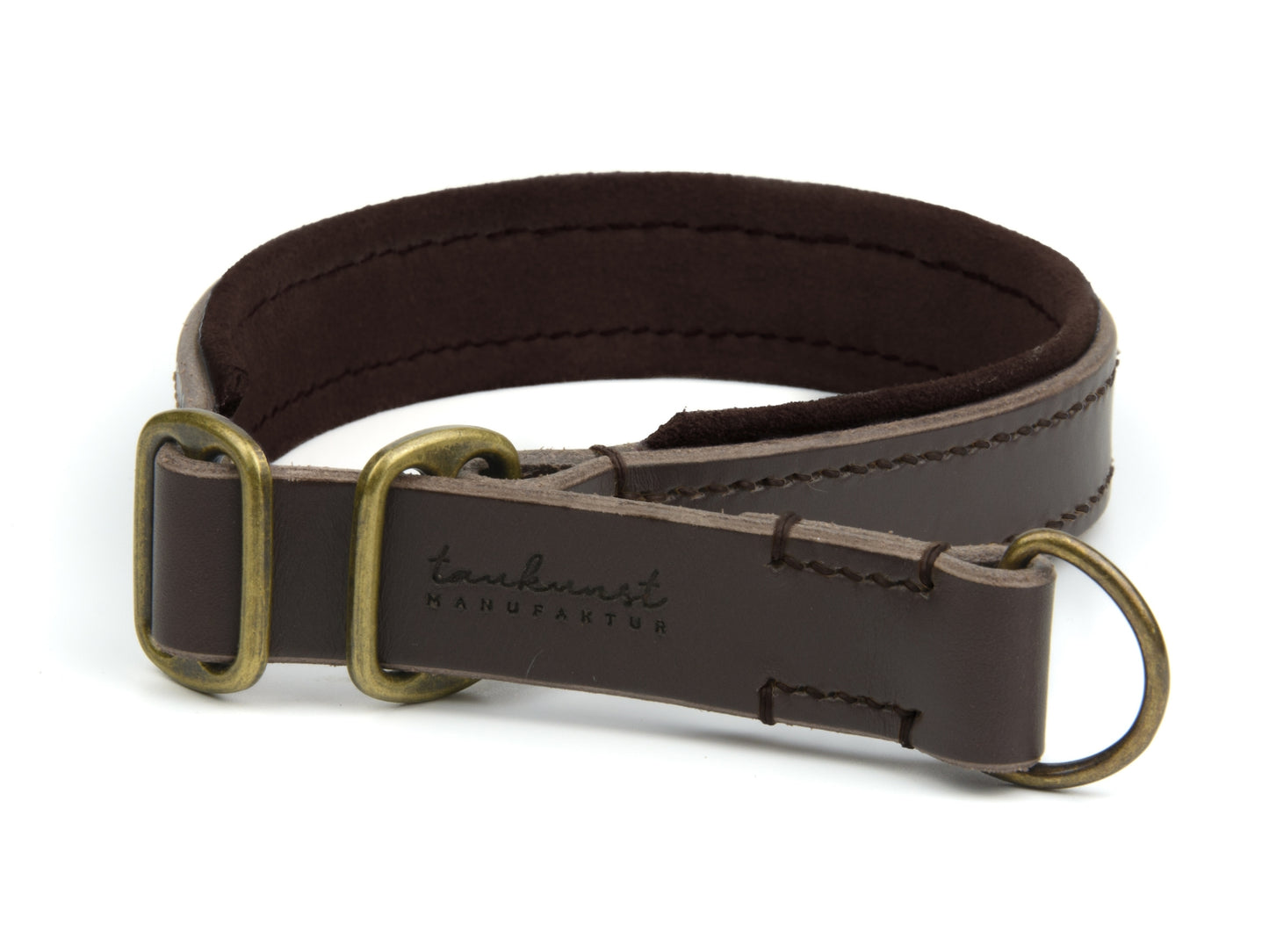 Zugstopp Lederhalsband 'Wildfang' Dunkelbraun
