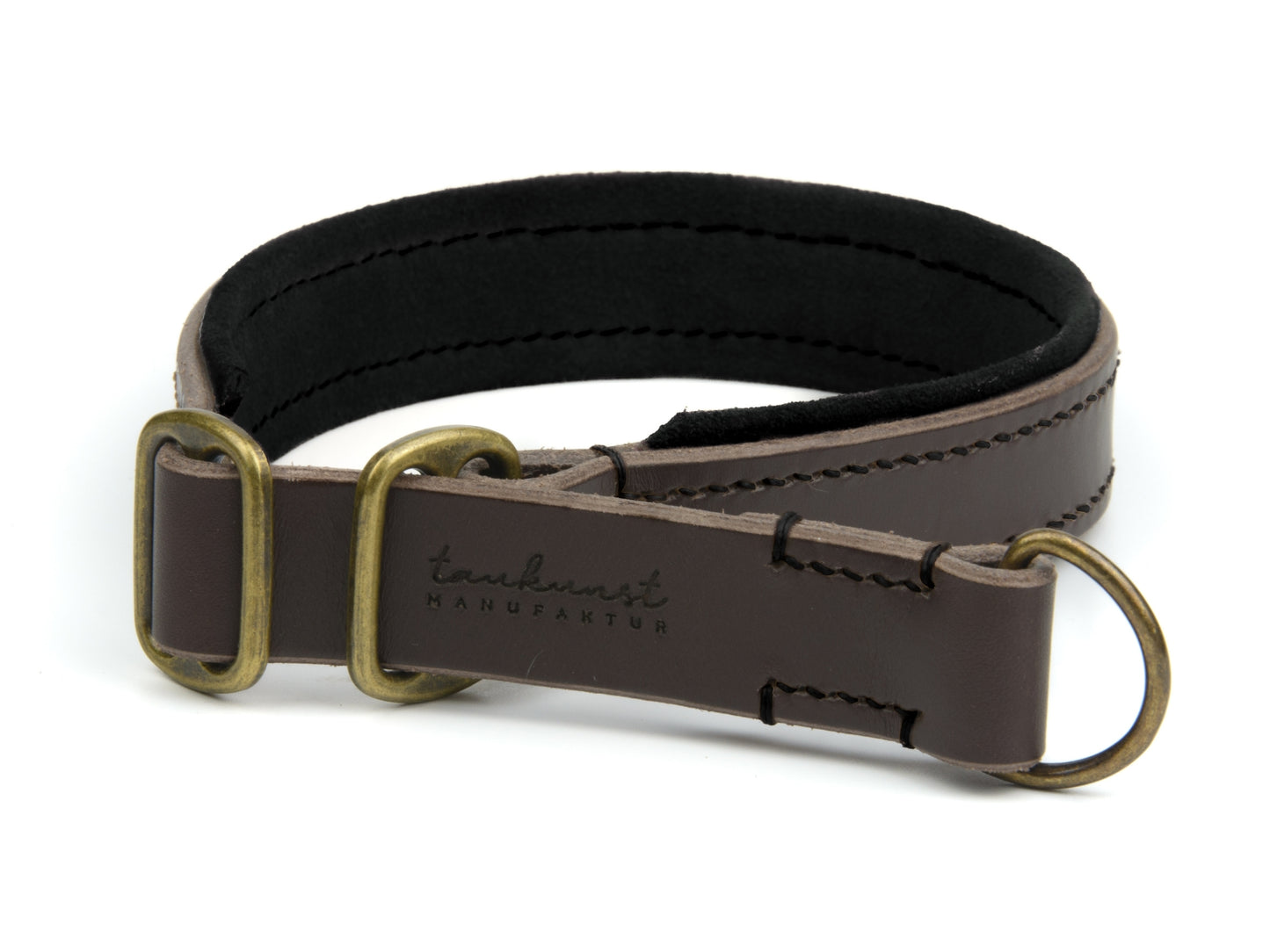 Zugstopp Lederhalsband 'Wildfang' Dunkelbraun

