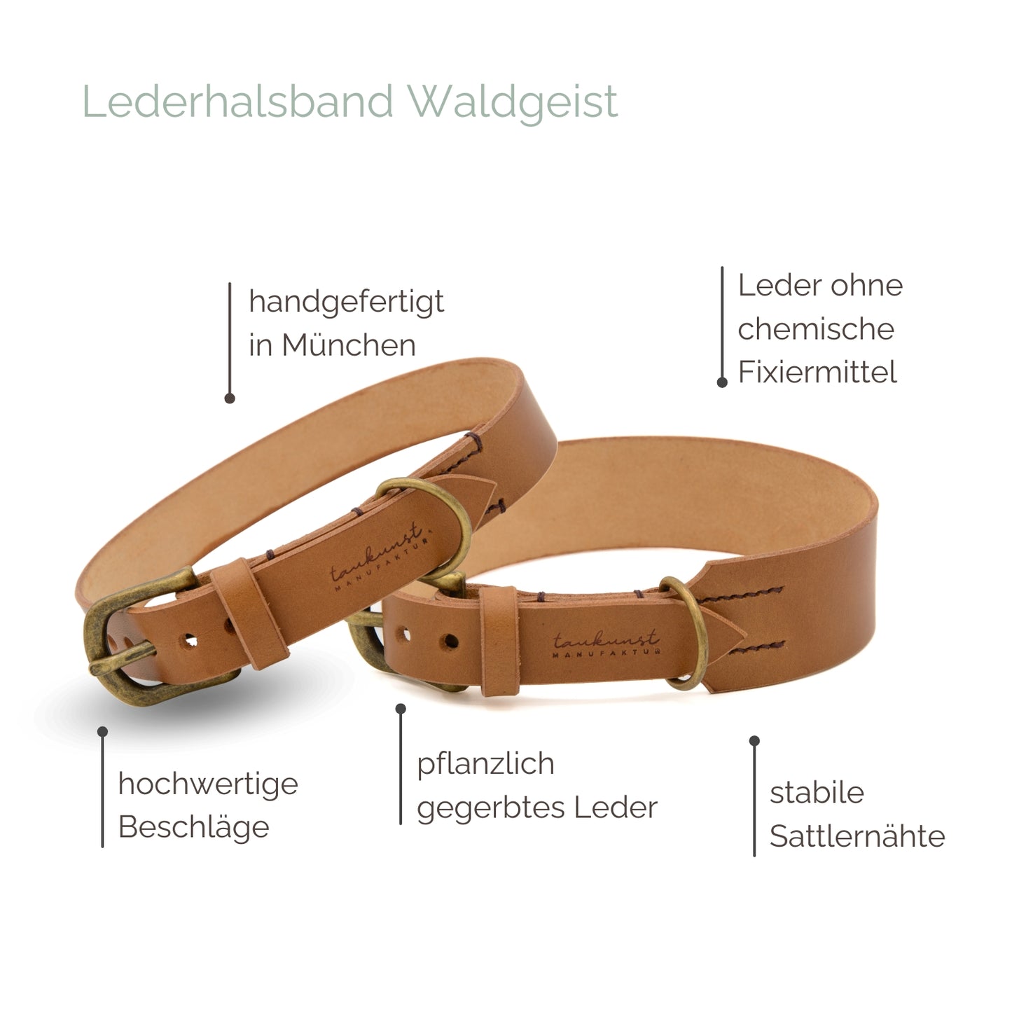 Lederhalsband 'Waldgeist' Camel
