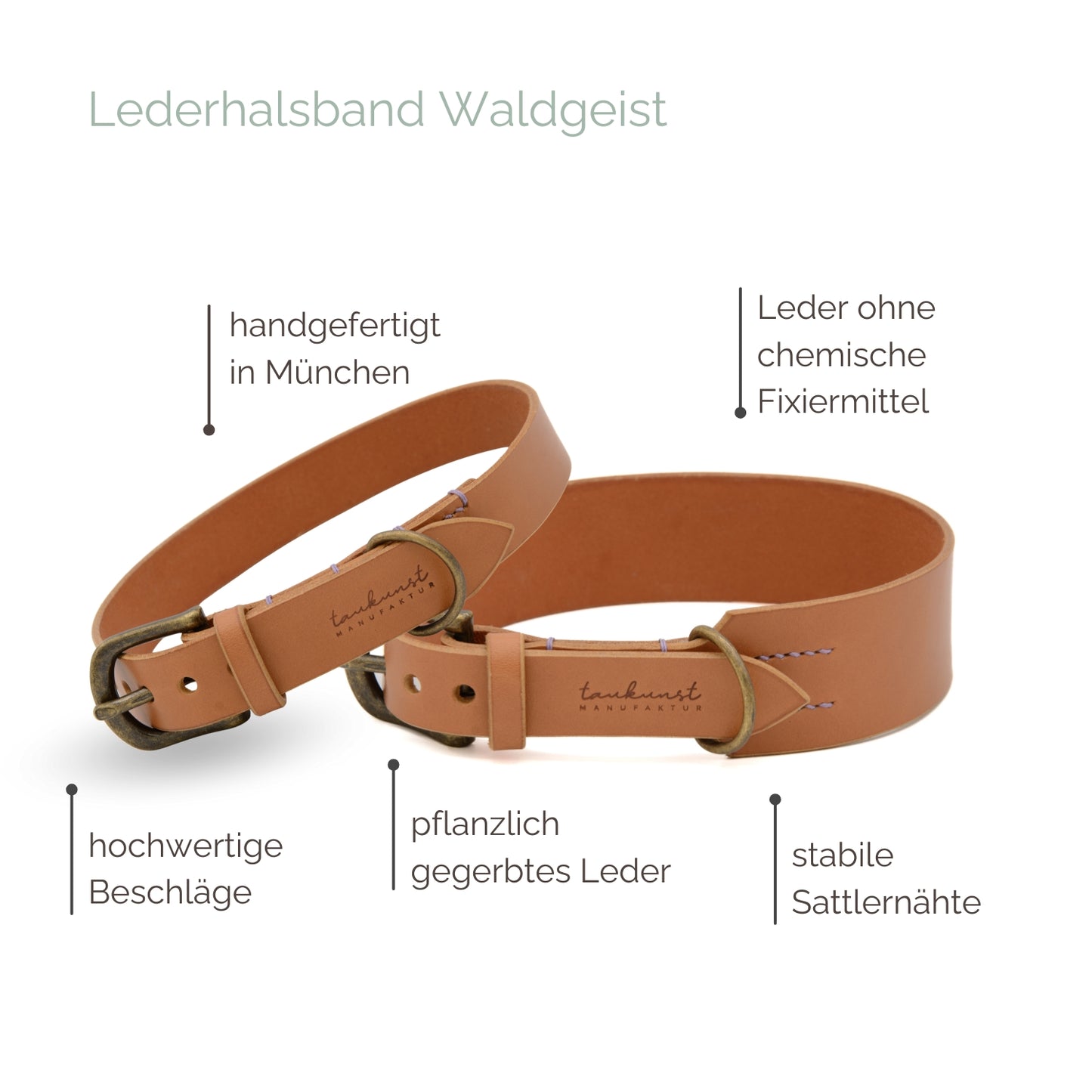 Lederhalsband 'Waldgeist' Cognac
