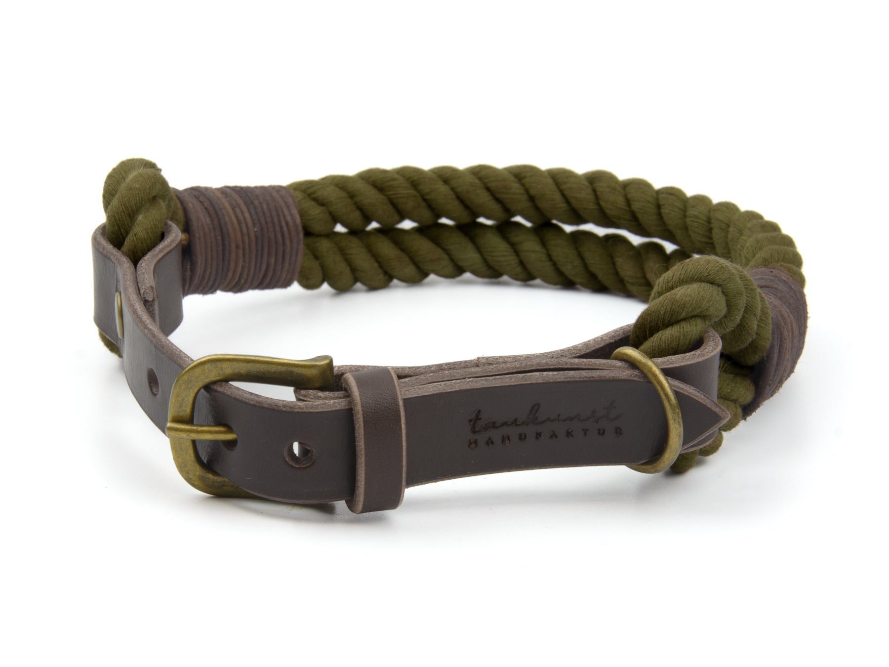 Hundehalsband aus Tau in Oliv