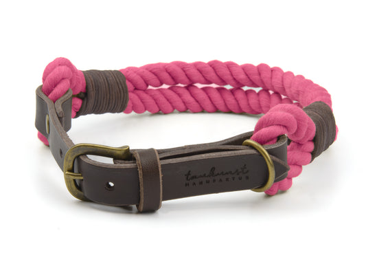 Tauhalsband 'Ahoi' Pink
 Hundehalsband aus Tau in Pink