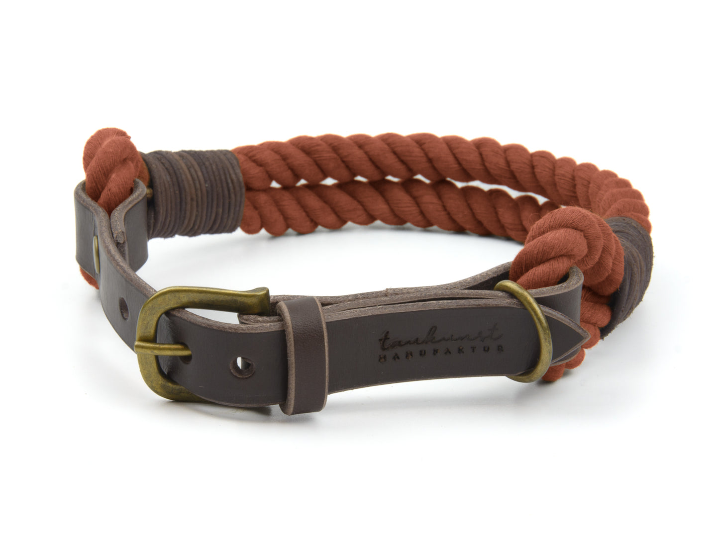 Hundehalsband aus Tau in Ziegelrot
