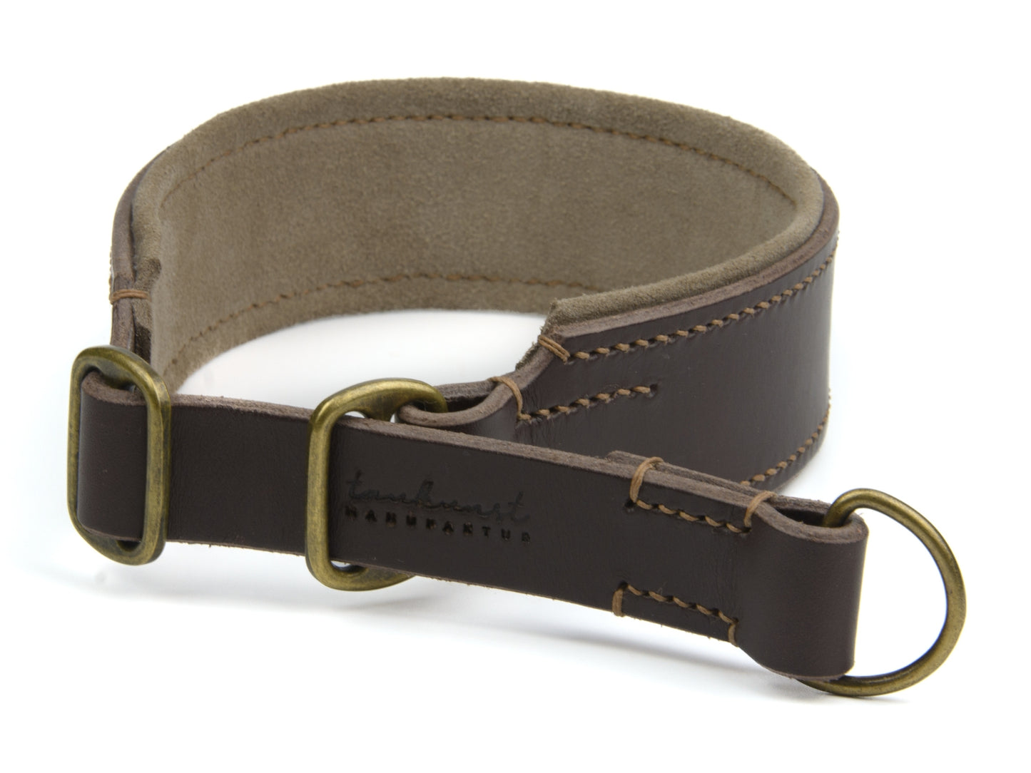 Zugstopp Lederhalsband 'Wildfang' Dunkelbraun
