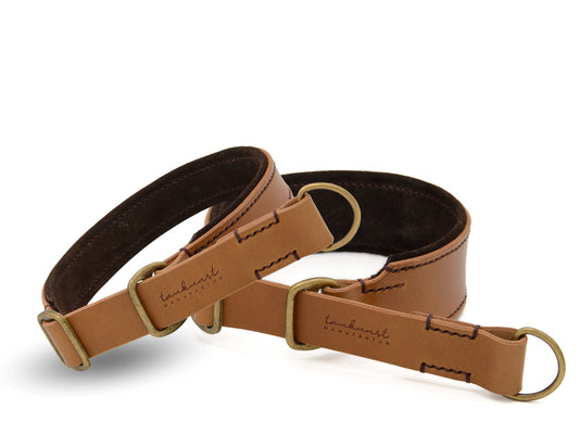 Zugstopp Lederhalsband 'Wildfang' Camel
 Zugstopp Lederhalsband Hund gepolstert Camel, handgefertigt aus pflanzlich gegerbtem Leder