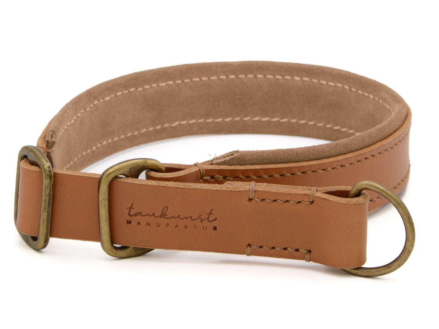 Zugstopp Lederhalsband 'Wildfang' Cognac
