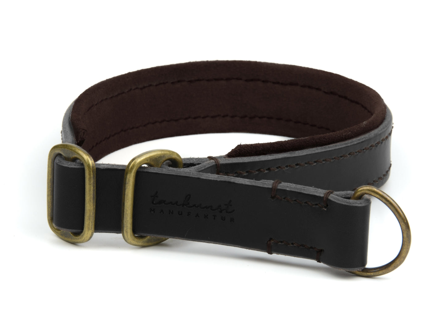 Zugstopp Lederhalsband 'Wildfang' Schwarz
